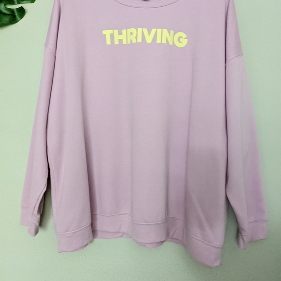 Nine West light purple pink yellow fleece crew neck sweatshirt size 2X - Picture 4 of 7